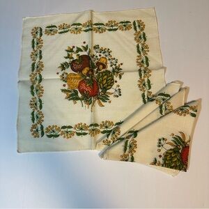 Vintage Corning Ware Spice of Life Linen Cloth Napkins Mushroom Set Of 4